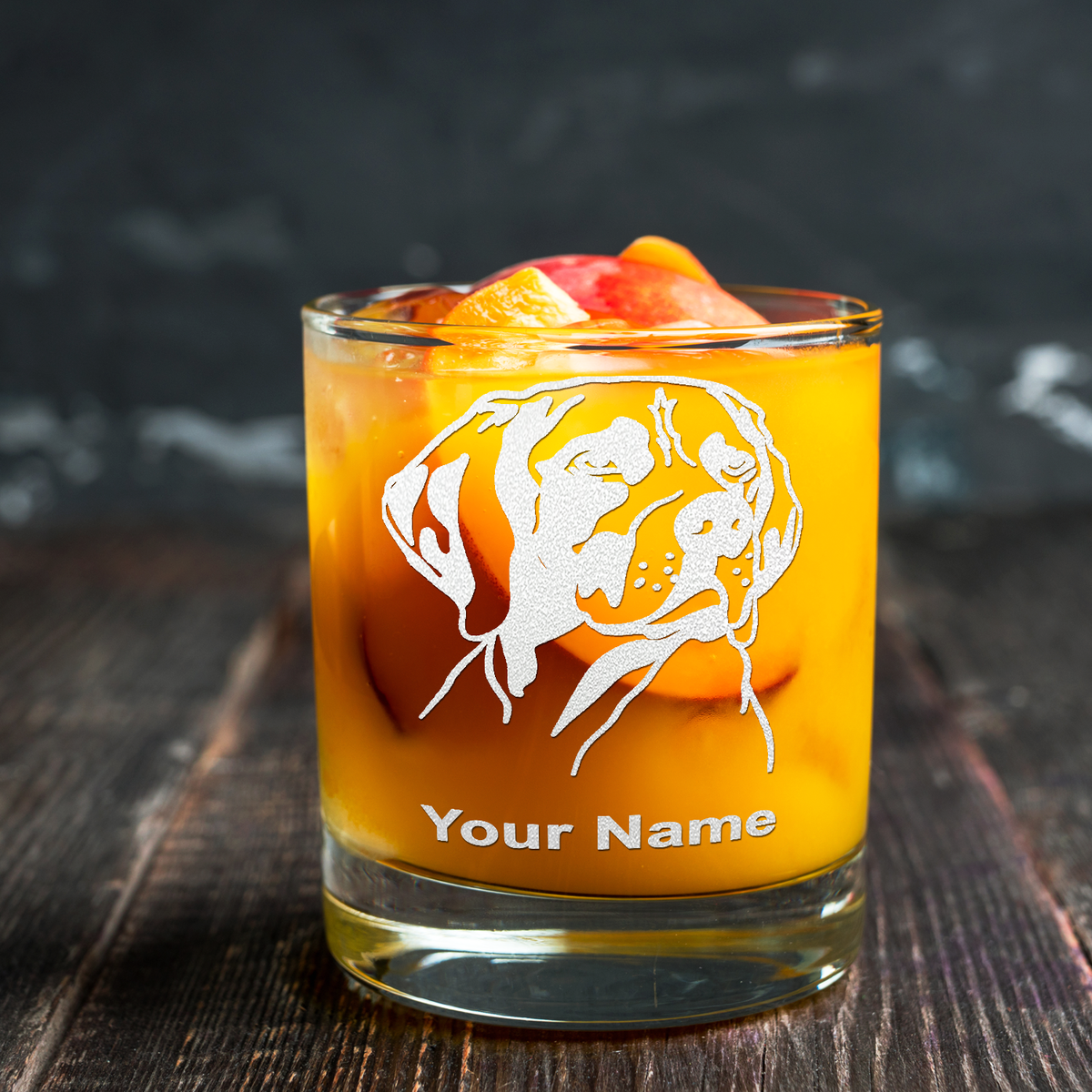 Personalized German Shorthaired Pointer Head Etched on 10.25oz Old Fashion Glass