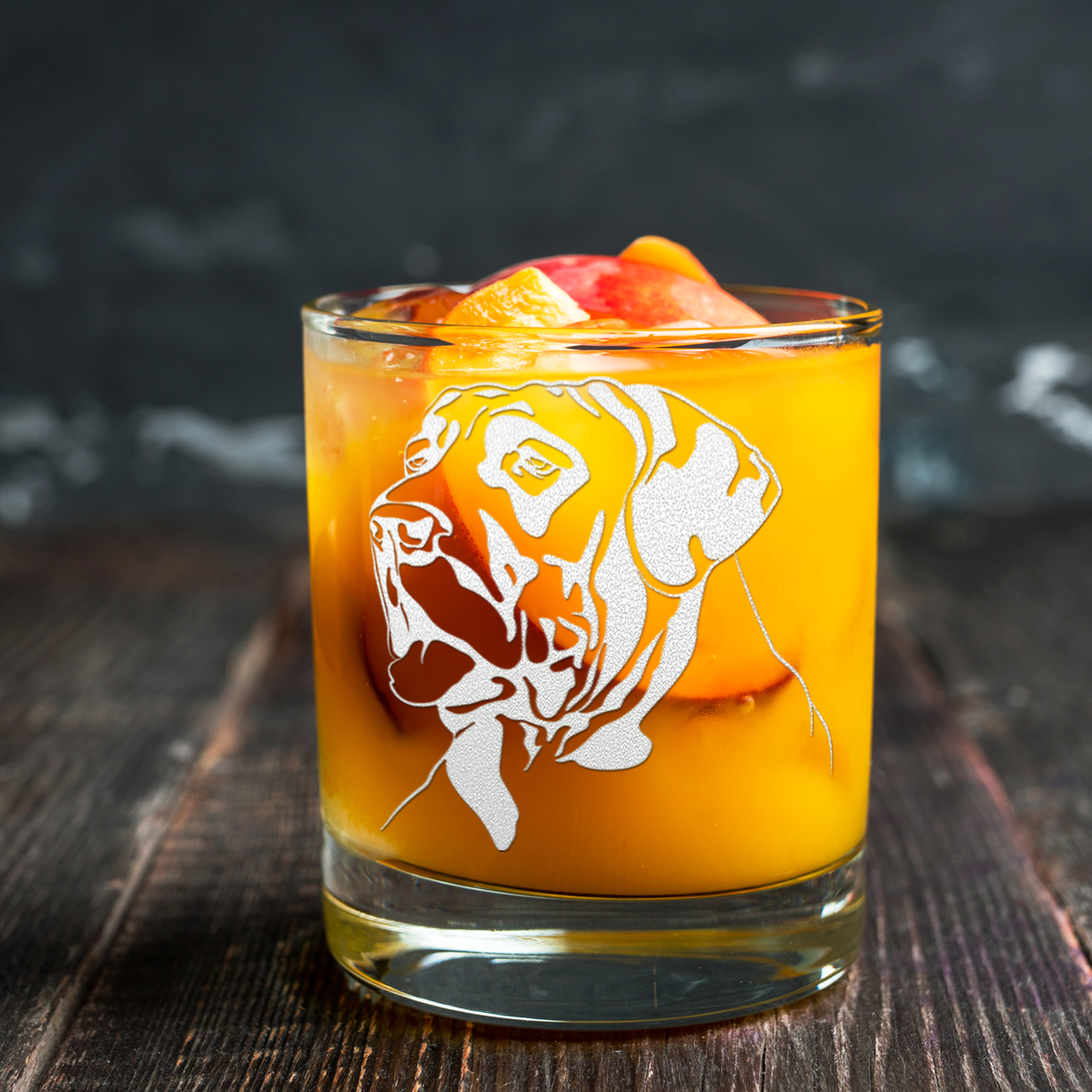 Great Dane Head Etched on 10.25oz Old Fashion Glass