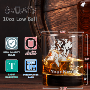 Personalized Great Dane Head Etched on 10.25oz Old Fashion Glass