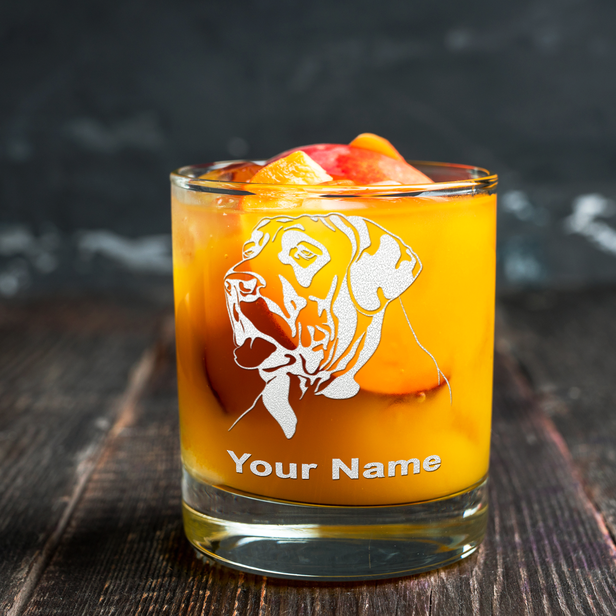 Personalized Great Dane Head Etched on 10.25oz Old Fashion Glass