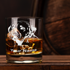 Personalized Labrador Head Etched on 10.25oz Old Fashion Glass