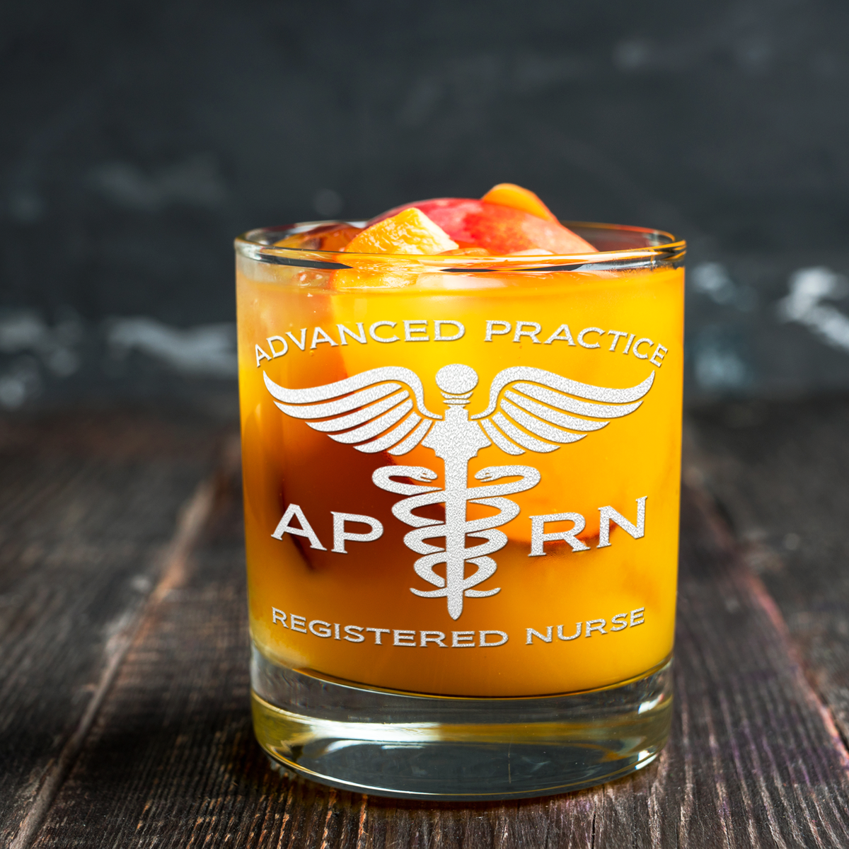 APRN Advanced Practice Registered Nurse Etched on 10.25oz Old Fashion Glass
