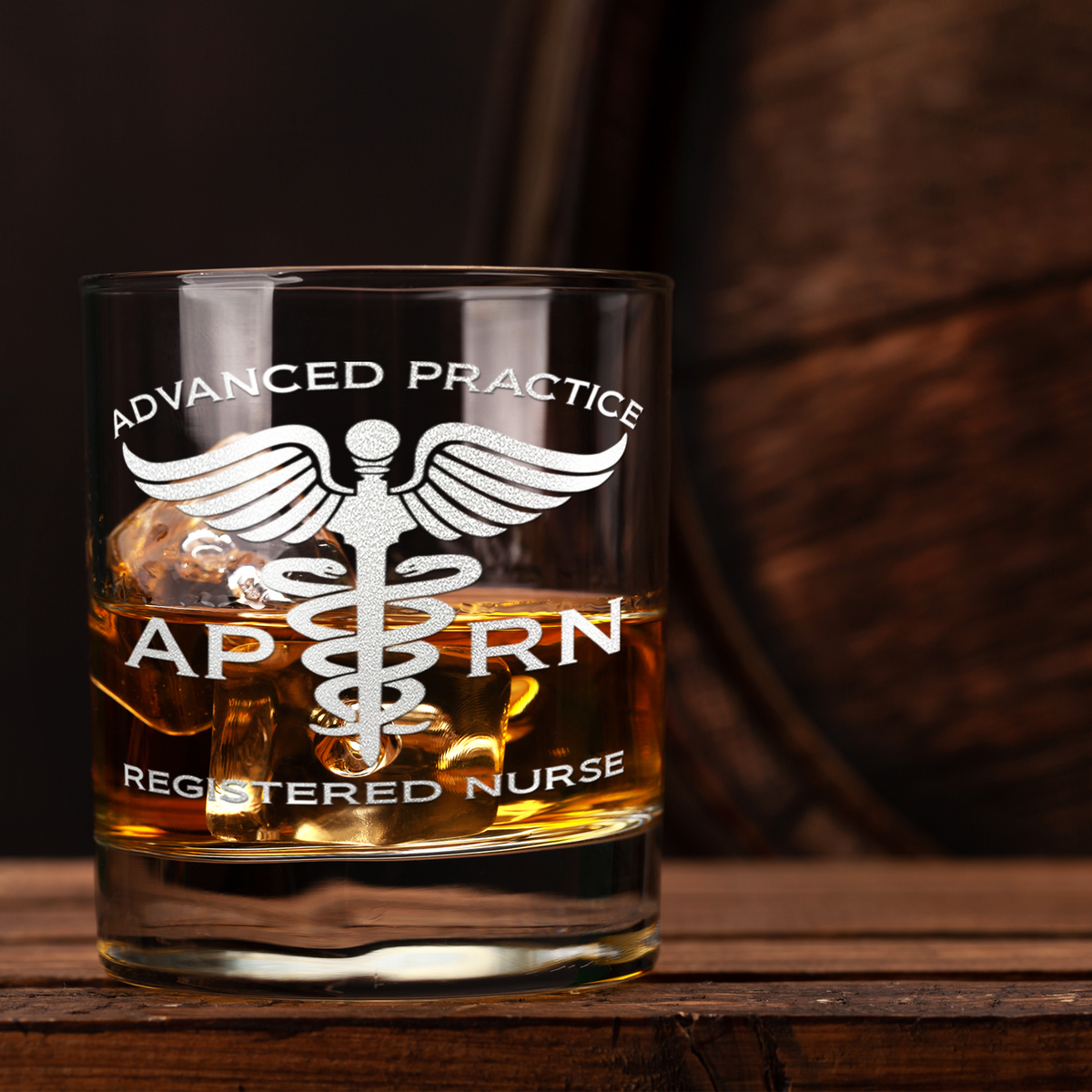APRN Advanced Practice Registered Nurse Etched on 10.25oz Old Fashion Glass