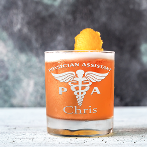 Personalized PA Physician Assistant Etched on 10.25oz Old Fashion Glass