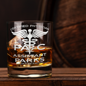 Personalized PA-C Certified Physician Assistant Etched on 10.25oz Old Fashion Glass