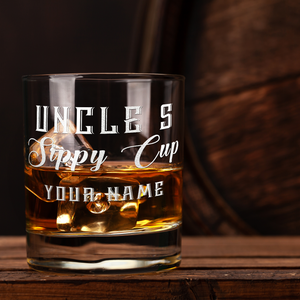 Personalized Uncle's Sippy Cup Etched 10.25 oz Old Fashion Glass