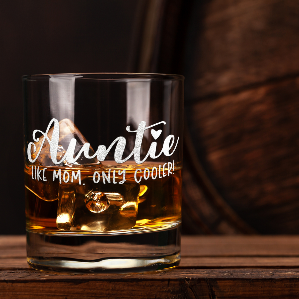 Auntie Like Mom, Only Cooler! Etched 10.25 oz Old Fashioned Glass