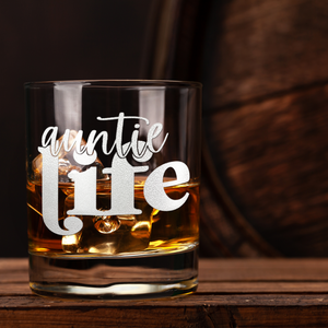 Auntie Life Etched 10.25 oz Old Fashioned Glass
