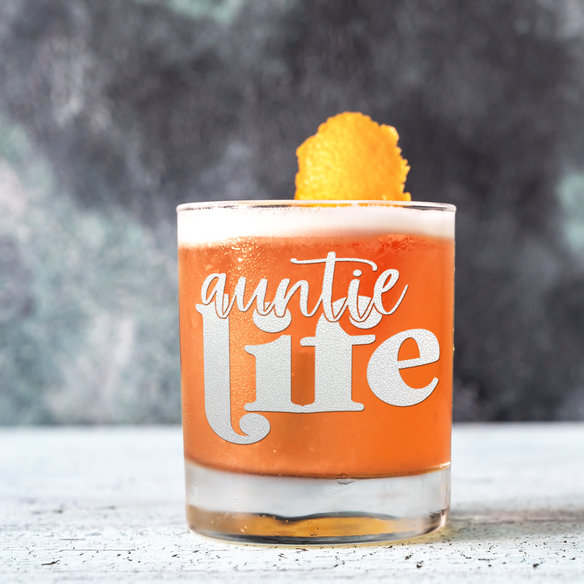 Auntie Life Etched 10.25 oz Old Fashioned Glass