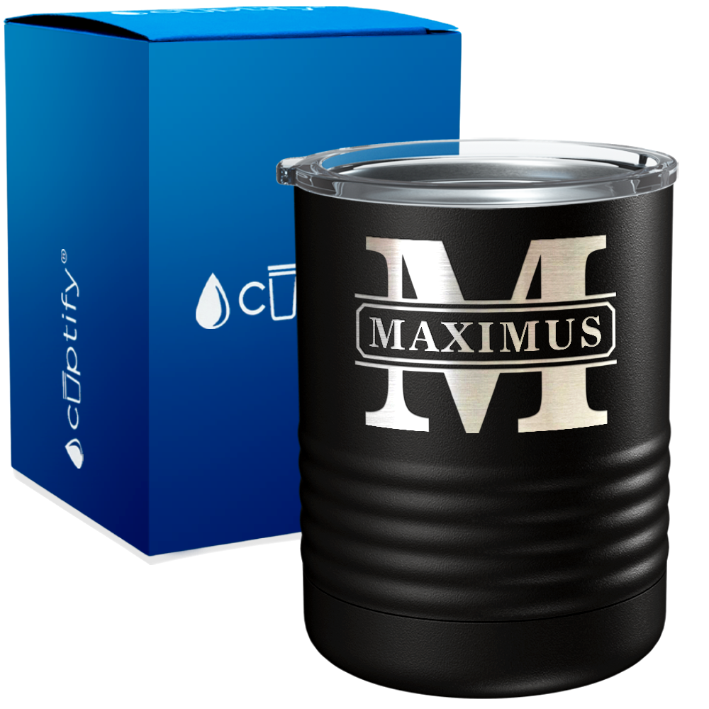 Personalized Vintage Block Engraved on 10oz Lowball Tumbler