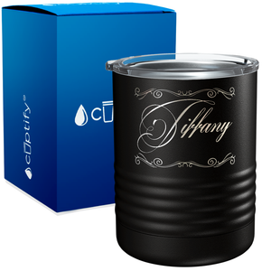 Personalized Scroll Script Engraved on 10oz Lowball Tumbler