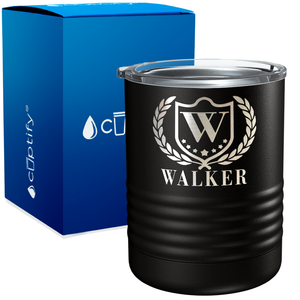 Personalized Monogram with Laurels Engraved on 10oz Lowball Tumbler