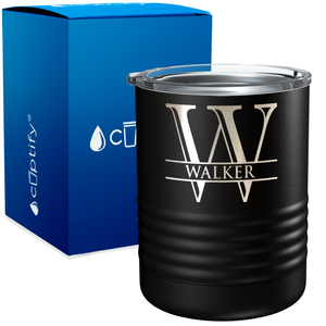 Personalized Split Script Engraved on 10oz Lowball Tumbler