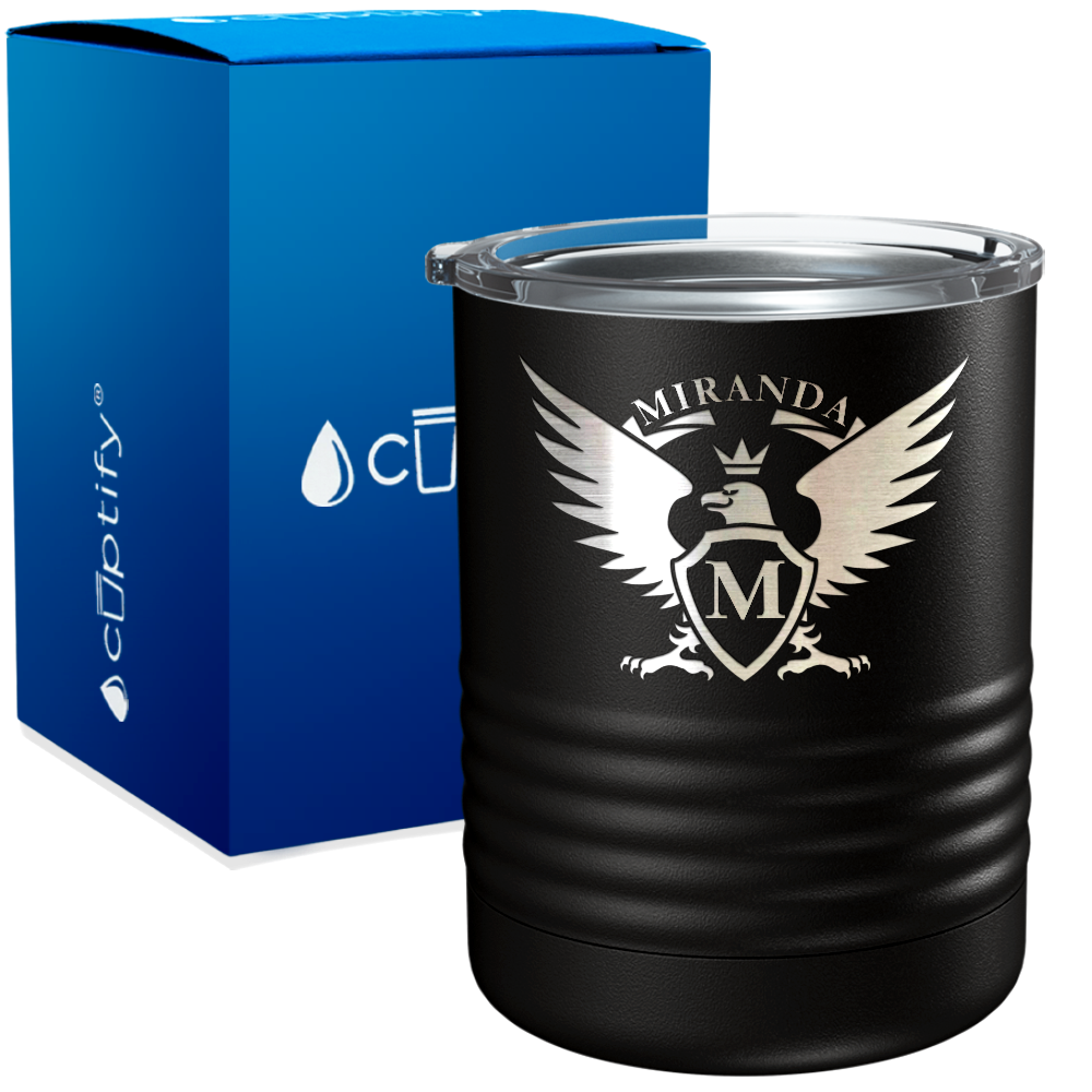 Personalized Eagle Engraved on 10oz Lowball Tumbler