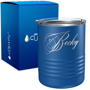 Personalized Decorative Script Engraved on 10oz Lowball Tumbler