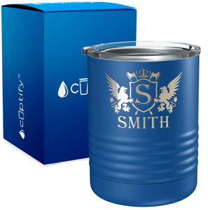 Personalized Monogram Initial Badge Crown Engraved on 10oz Lowball Tumbler