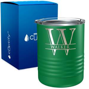 Personalized Split Script Engraved on 10oz Lowball Tumbler