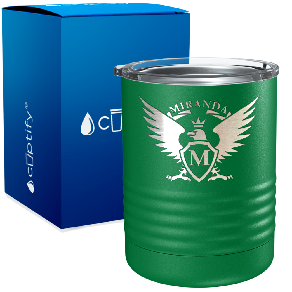 Personalized Eagle Engraved on 10oz Lowball Tumbler