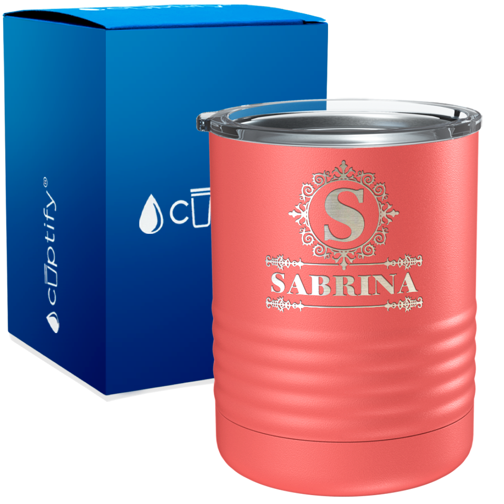Personalized Ultramodern Initial and Name Engraved on 10oz Lowball Tumbler