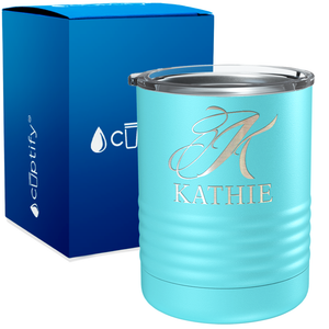 Personalized Script Initial and Name Engraved on 10oz Lowball Tumbler