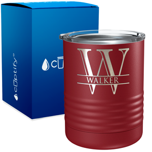 Personalized Split Script Engraved on 10oz Lowball Tumbler