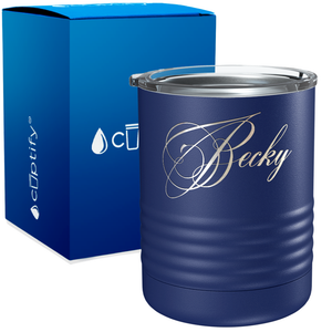 Personalized Decorative Script Engraved on 10oz Lowball Tumbler