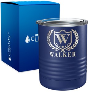 Personalized Monogram with Laurels Engraved on 10oz Lowball Tumbler