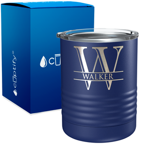 Personalized Split Script Engraved on 10oz Lowball Tumbler