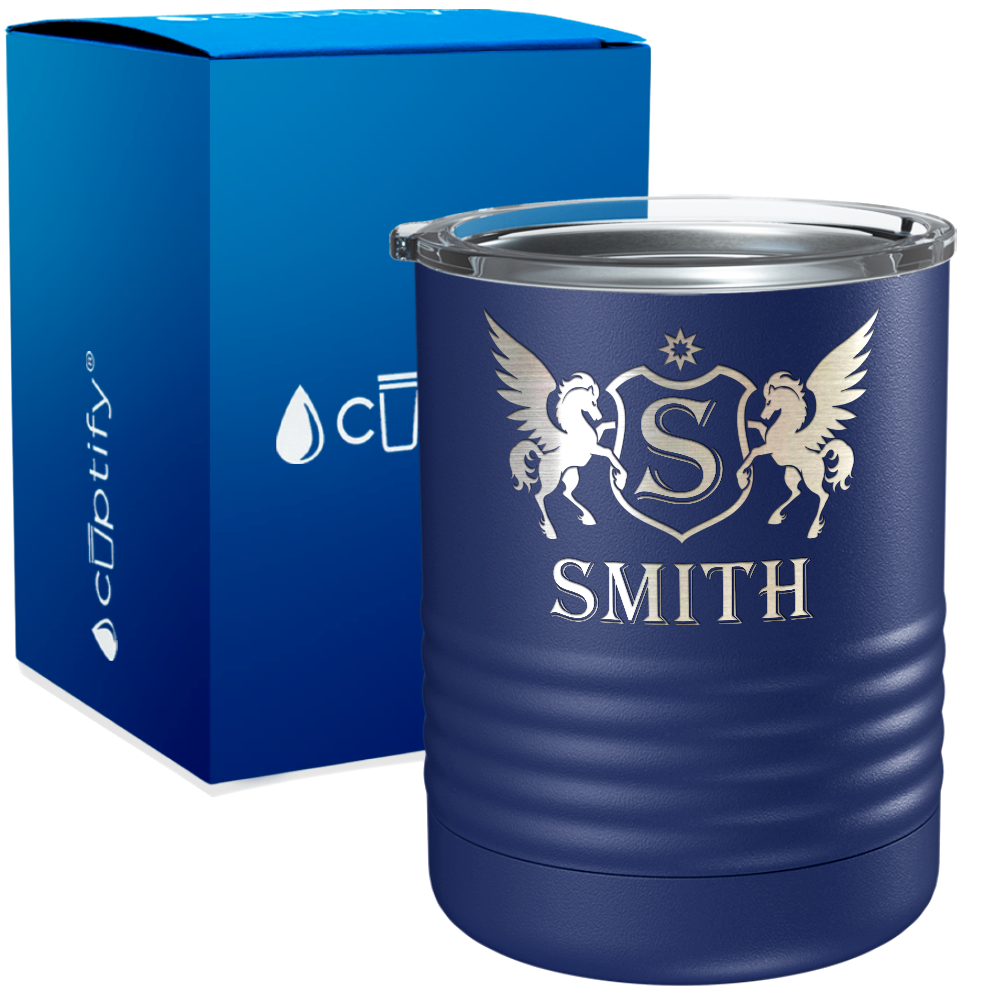 Personalized Pegasus Engraved on 10oz Lowball Tumbler