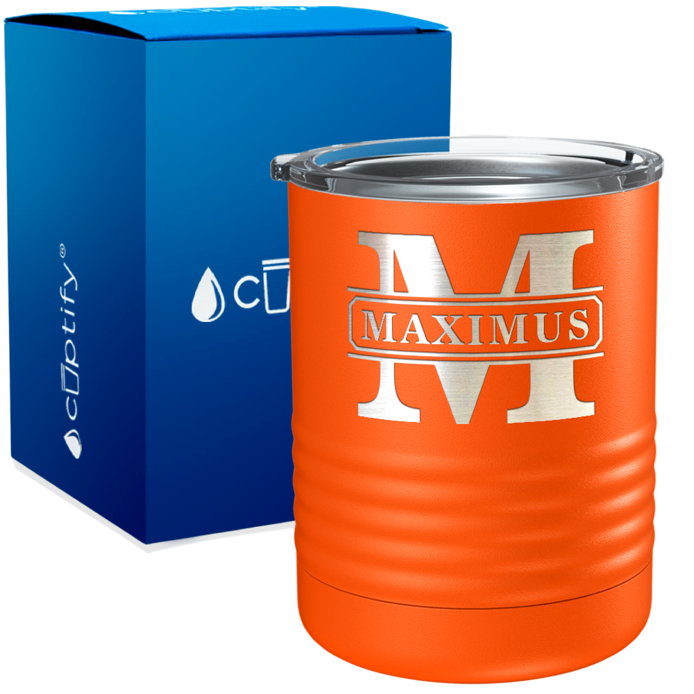 Personalized Vintage Block Engraved on 10oz Lowball Tumbler