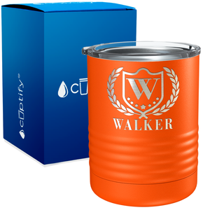 Personalized Monogram with Laurels Engraved on 10oz Lowball Tumbler