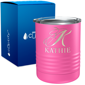 Personalized Script Initial and Name Engraved on 10oz Lowball Tumbler