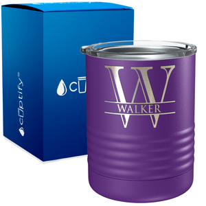Personalized Split Script Engraved on 10oz Lowball Tumbler
