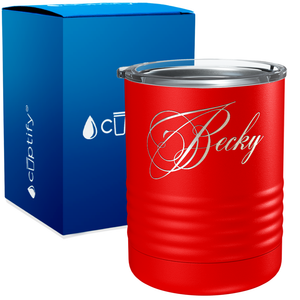 Personalized Decorative Script Engraved on 10oz Lowball Tumbler