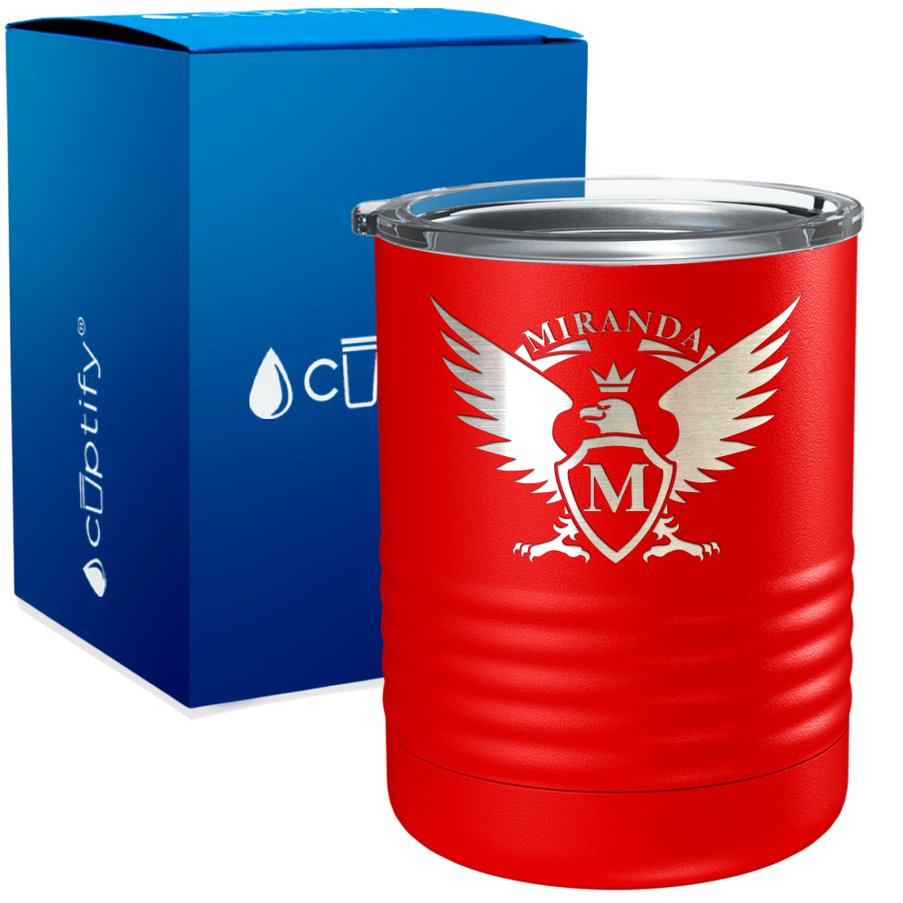 Personalized Eagle Engraved on 10oz Lowball Tumbler