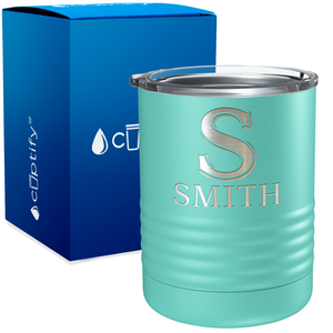 Personalized Monogram Initial and Name Engraved on 10oz Lowball Tumbler