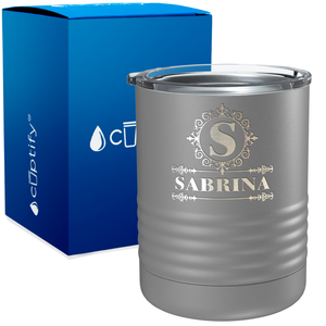 Personalized Ultramodern Initial and Name Engraved on 10oz Lowball Tumbler