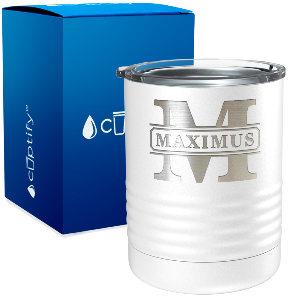 Personalized Vintage Block Engraved on 10oz Lowball Tumbler