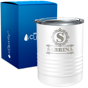 Personalized Ultramodern Initial and Name Engraved on 10oz Lowball Tumbler