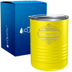 Personalized Crest Border Engraved on 10oz Lowball Tumbler