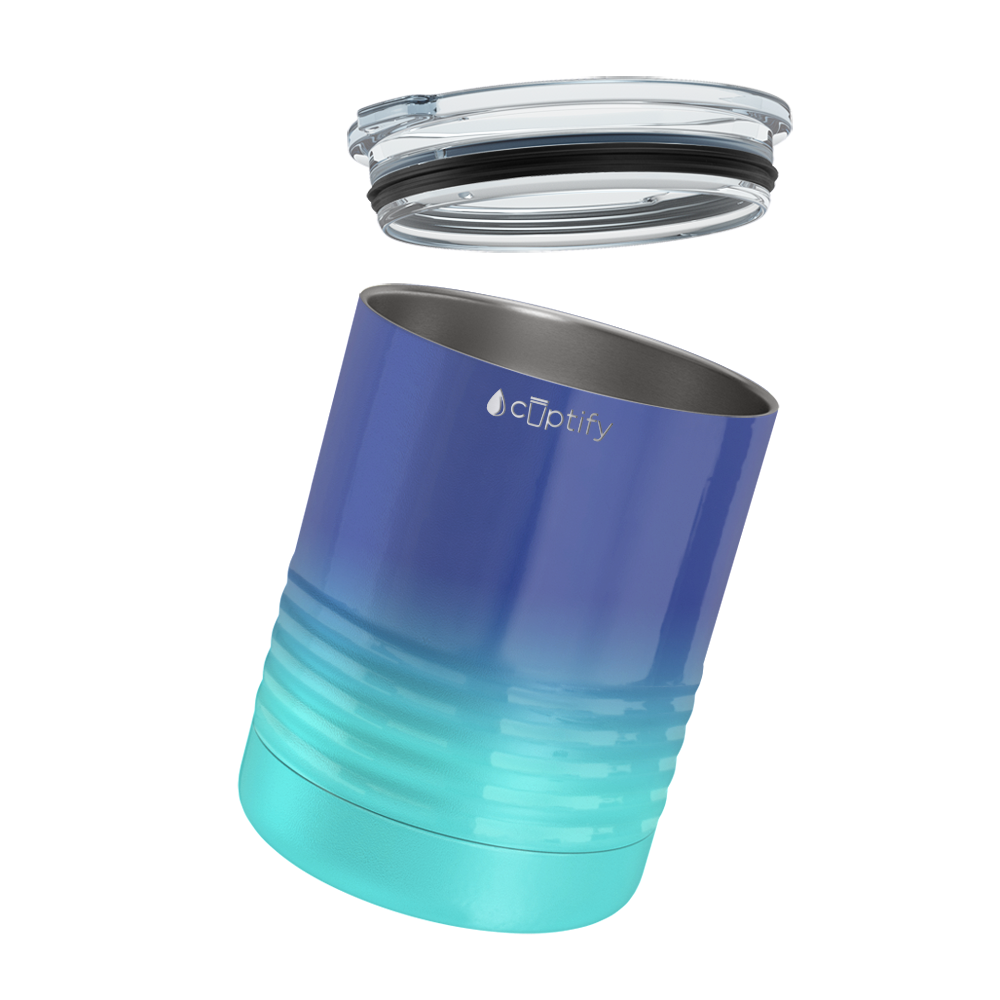 Navy Blue Seafoam Ombre 10oz Lowball Tumbler