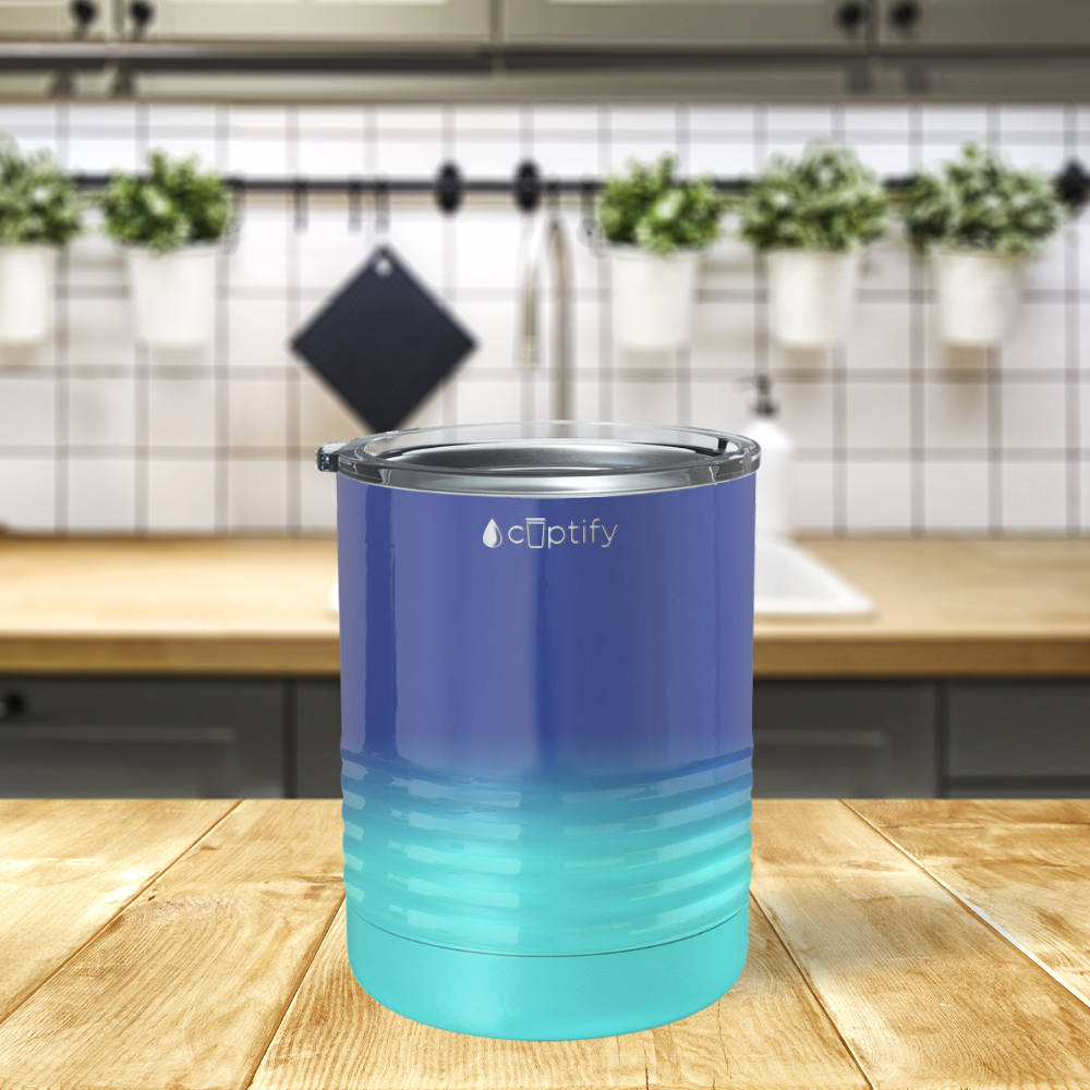 Navy Blue Seafoam Ombre 10oz Lowball Tumbler