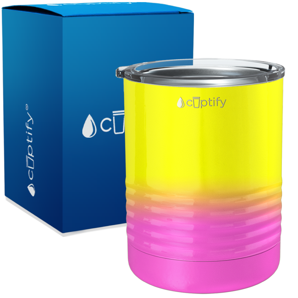 Yellow Pink Ombre 10oz Lowball Tumbler