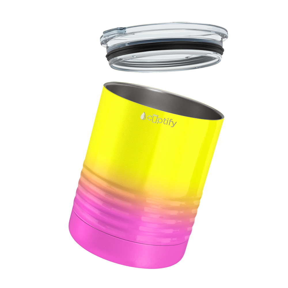 Yellow Pink Ombre 10oz Lowball Tumbler