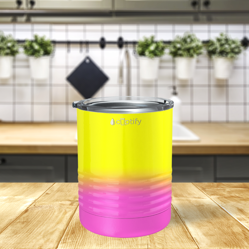 Yellow Pink Ombre 10oz Lowball Tumbler