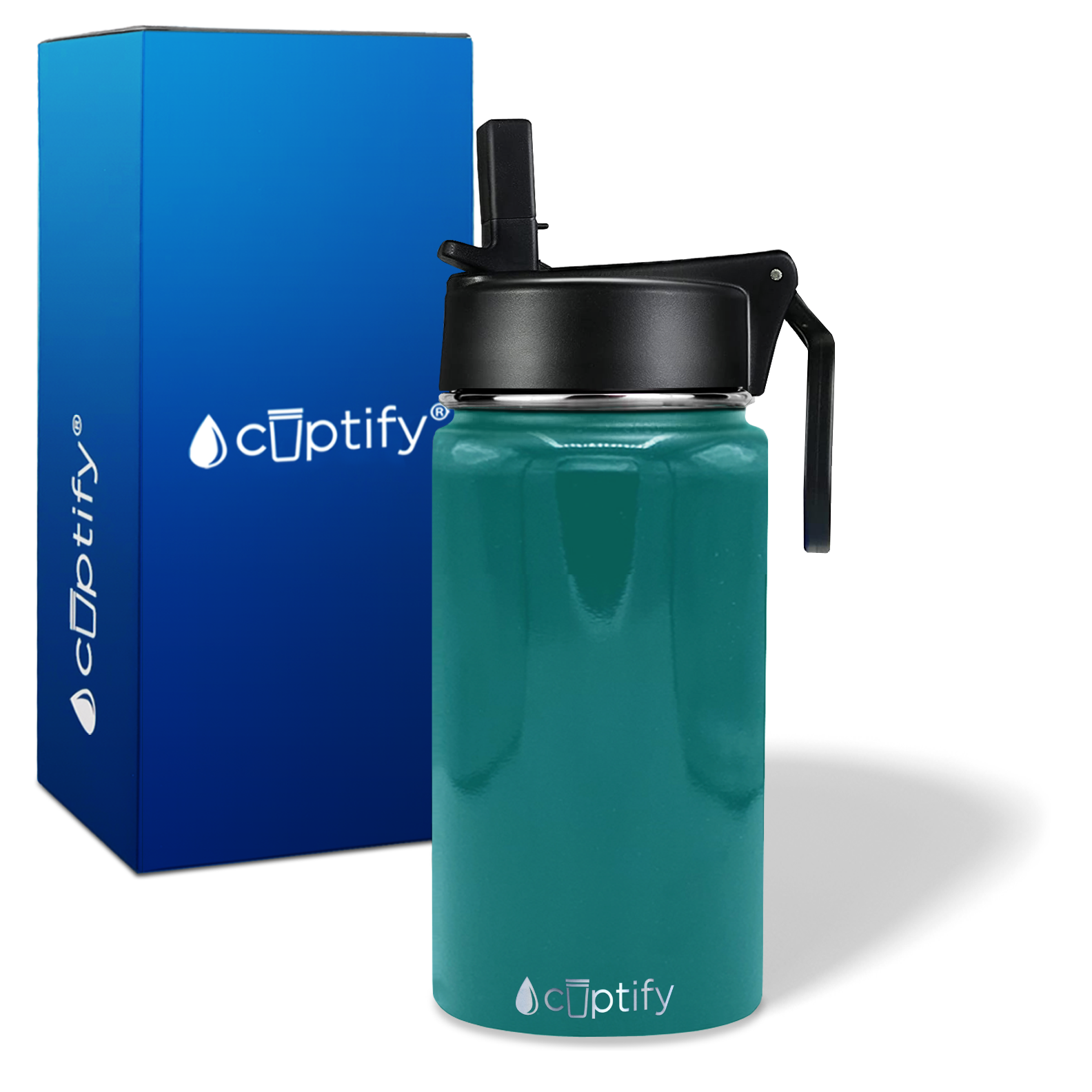 Aqua Blue Gloss 12oz Wide Mouth Water Bottle