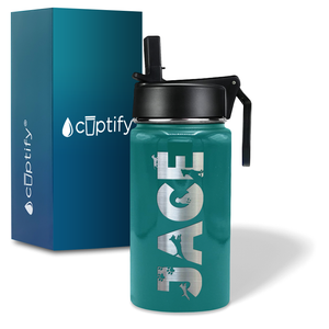Boys Personalized Aqua Blue Gloss 12oz Wide Mouth Water Bottle