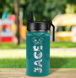 Boys Personalized Aqua Blue Gloss 12oz Wide Mouth Water Bottle