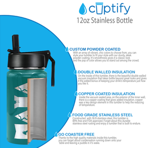 Girls Personalized Aqua Blue Gloss 12oz Wide Mouth Water Bottle