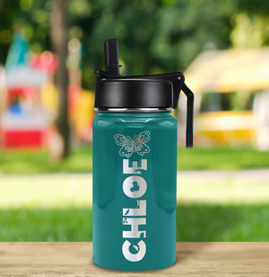 Girls Personalized Aqua Blue Gloss 12oz Wide Mouth Water Bottle